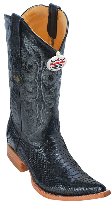 Los Altos Black Genuine All-Over Belly Python 3X Toe Cowboy Boots 955705